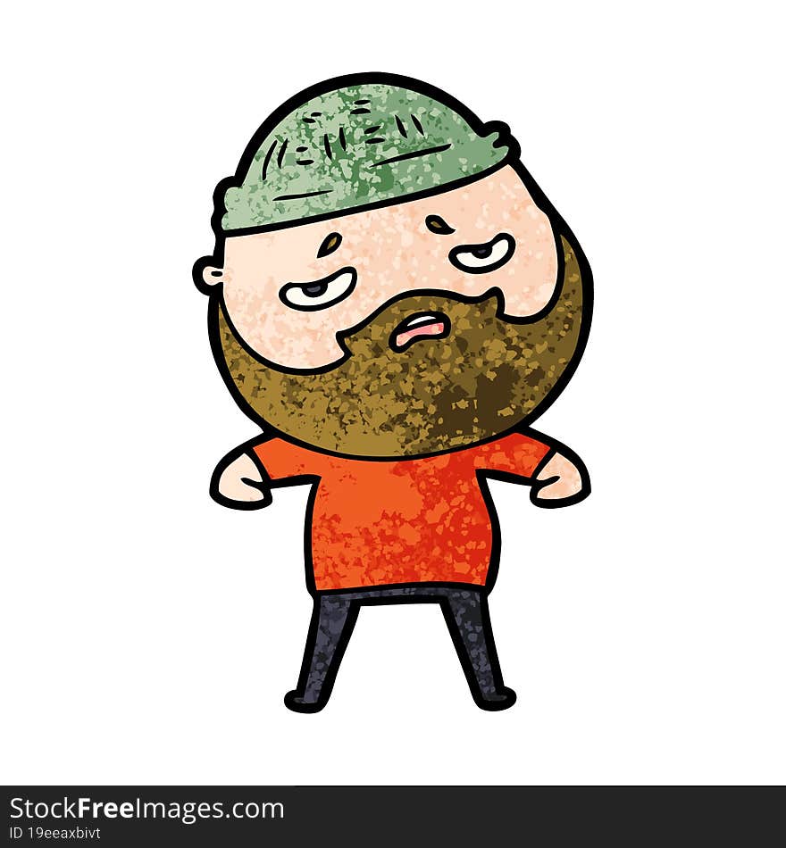 cartoon worried man with beard. cartoon worried man with beard