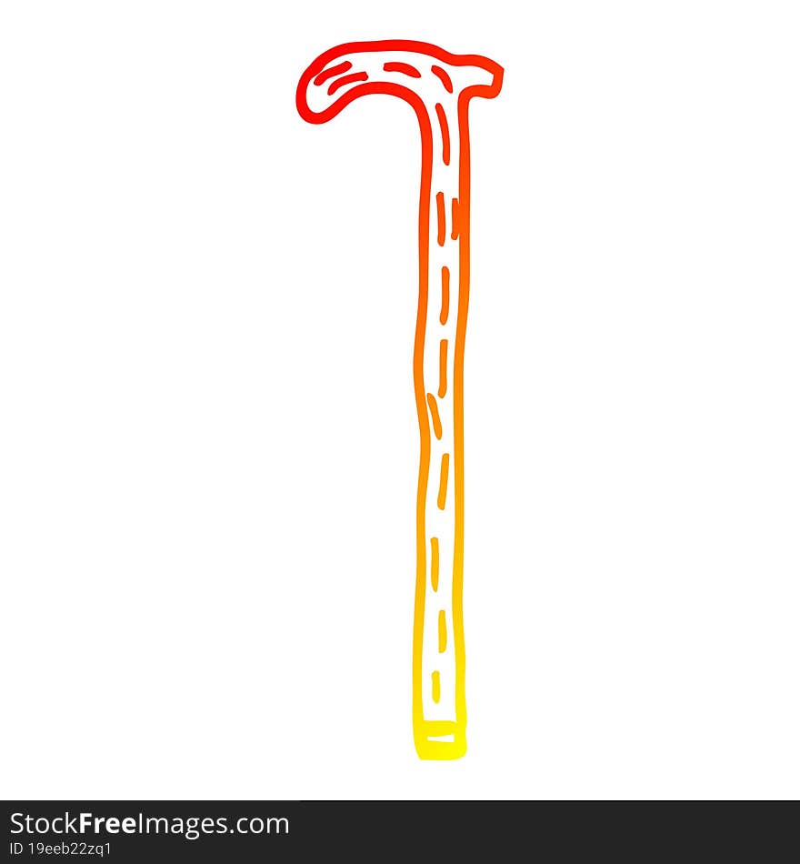 warm gradient line drawing cartoon walking stick