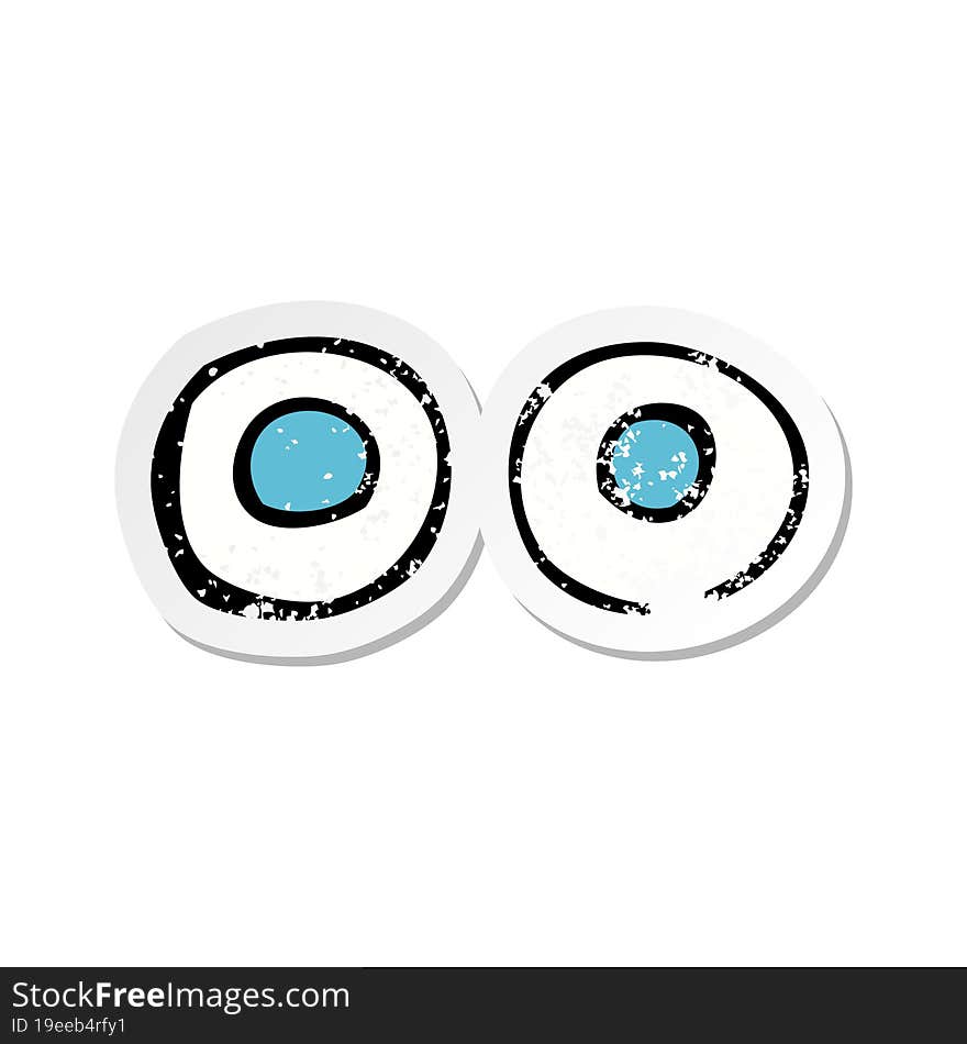 Retro Distressed Sticker Of A Cartoon Eyes