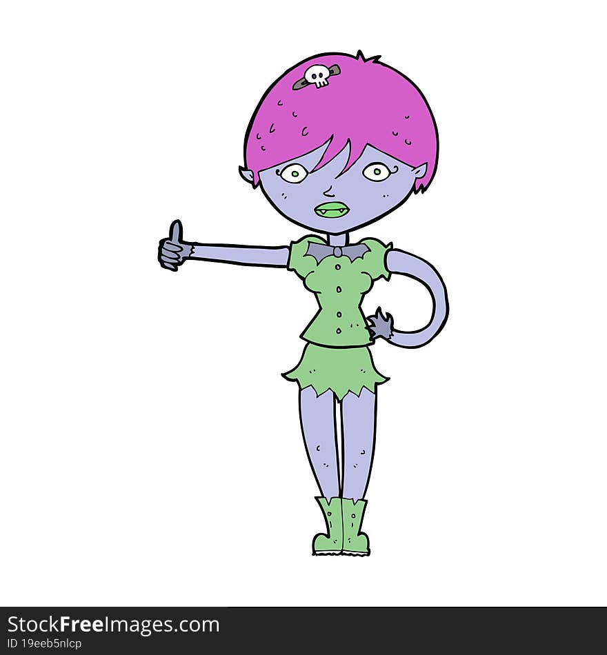 cartoon vampire girl giving thumbs up symbol