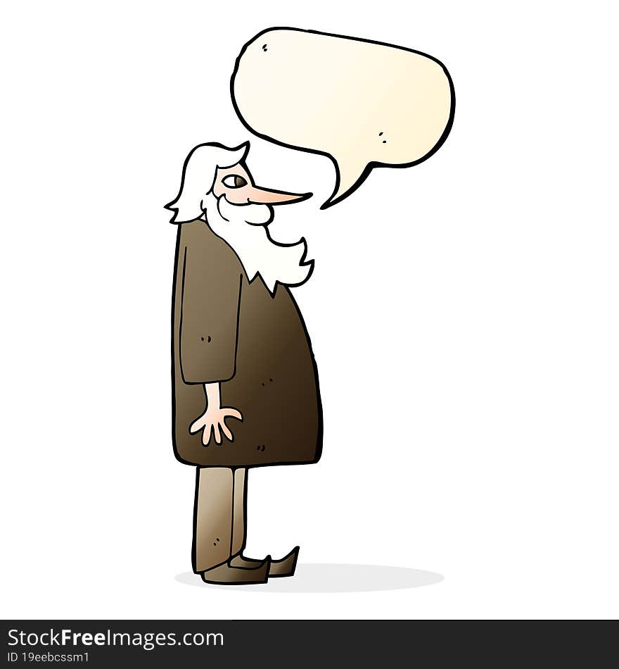 Cartoon Bearded Old Man With Speech Bubble