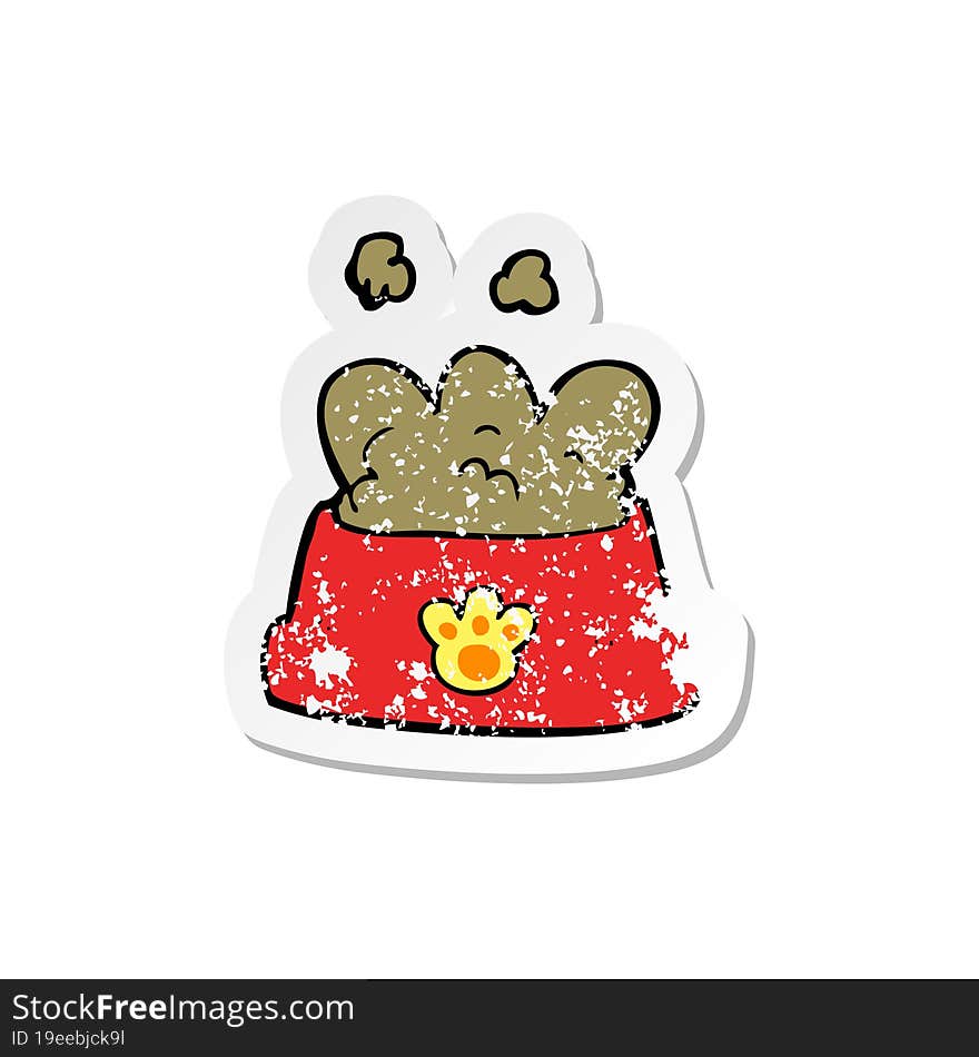 retro distressed sticker of a cartoon dog food