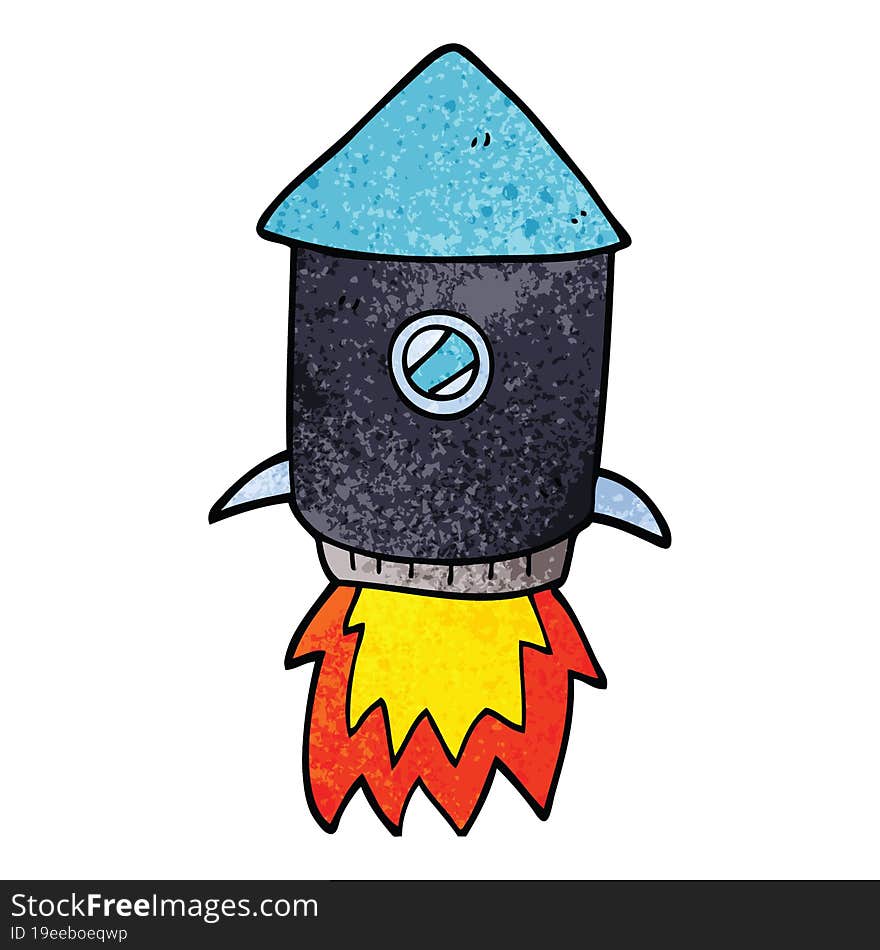 cartoon doodle space rocket