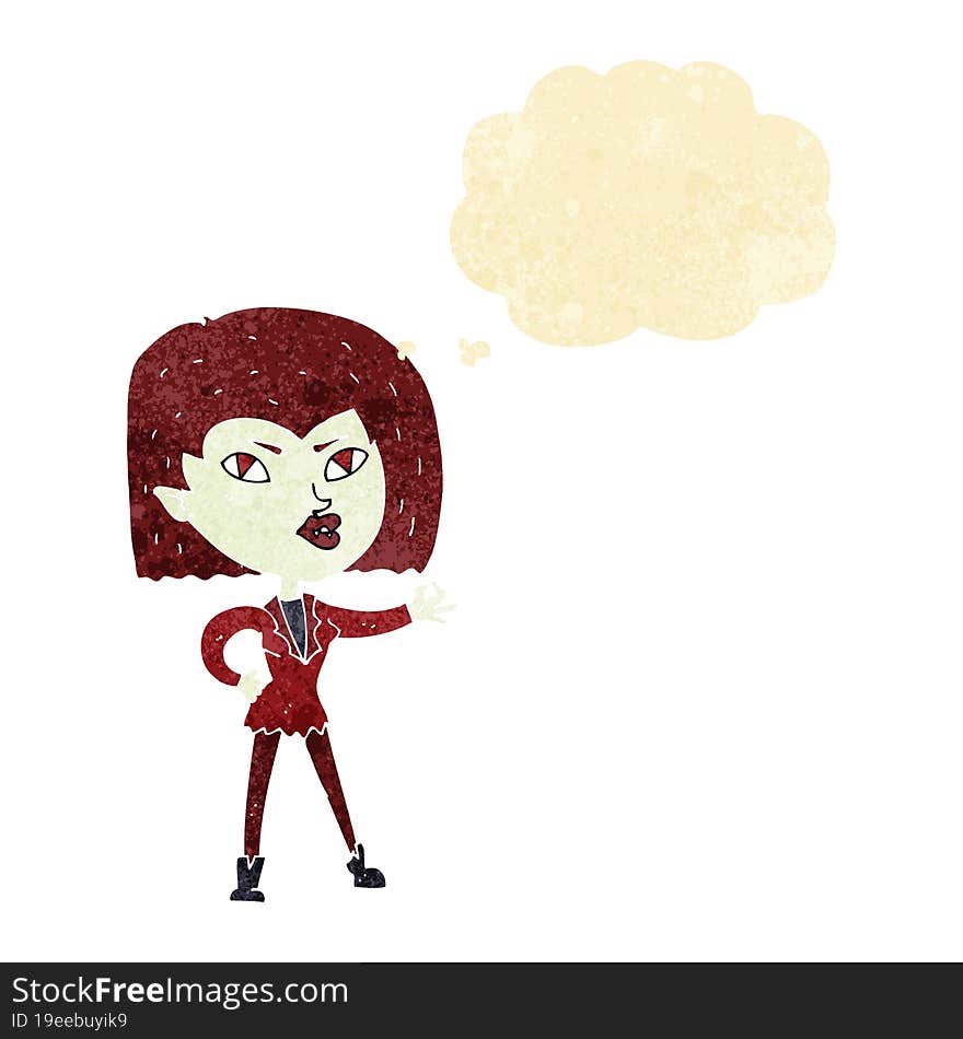 cartoon vampire girl with thought bubble