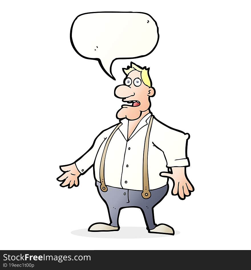 cartoon shocked man with speech bubble