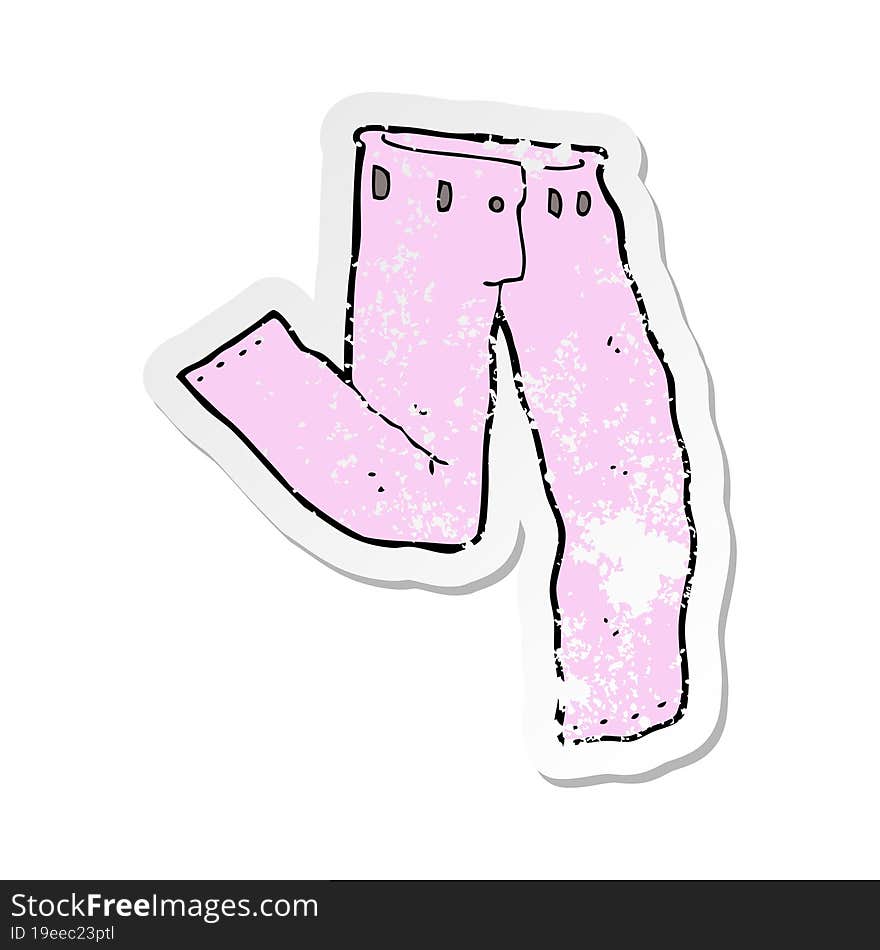 retro distressed sticker of a cartoon pair of pink pants