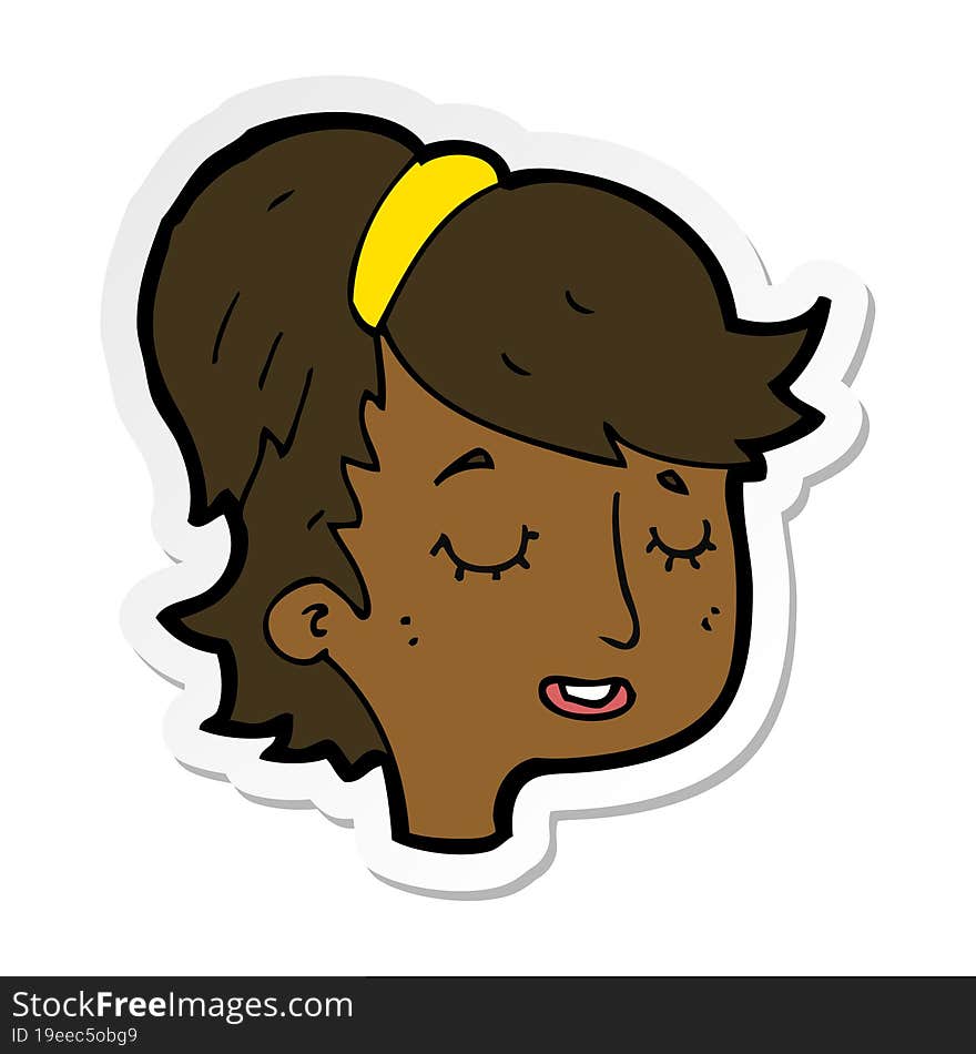 Sticker Of A Cartoon Pretty Female Face