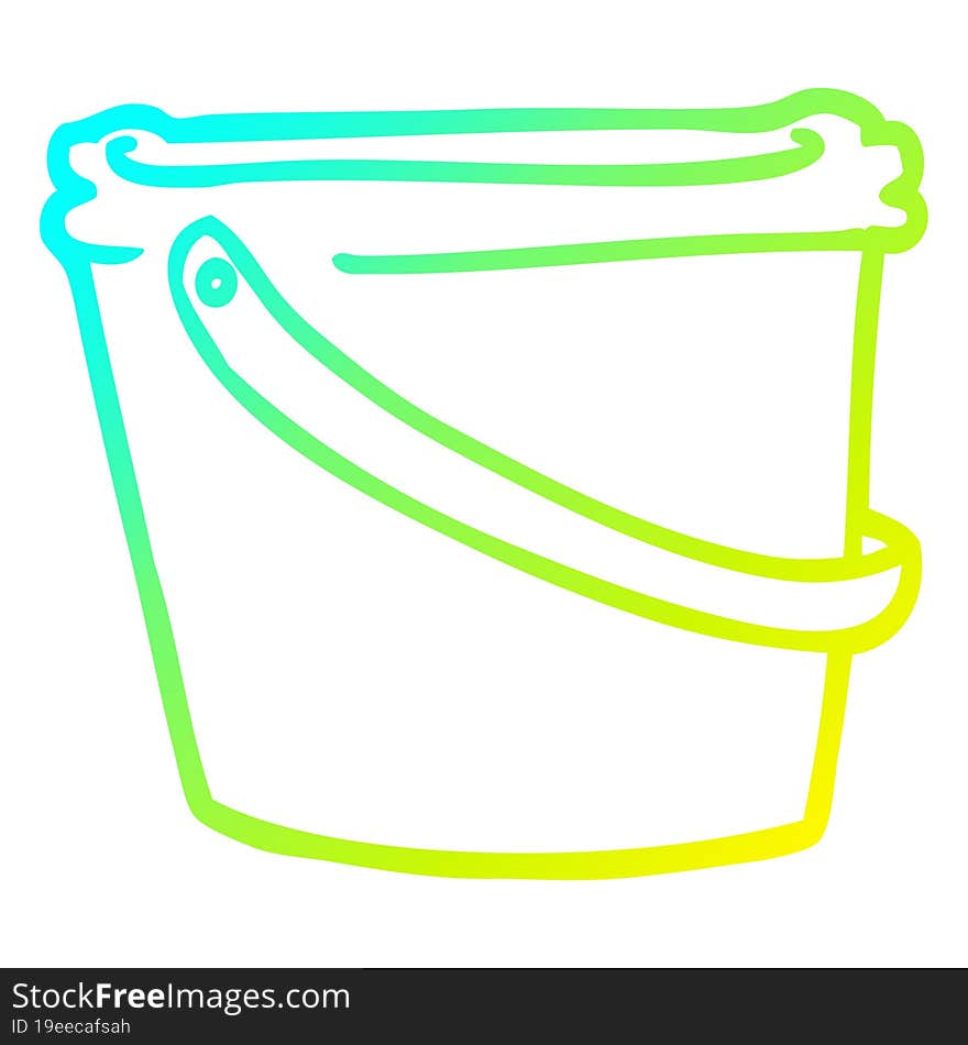 cold gradient line drawing cartoon bucket