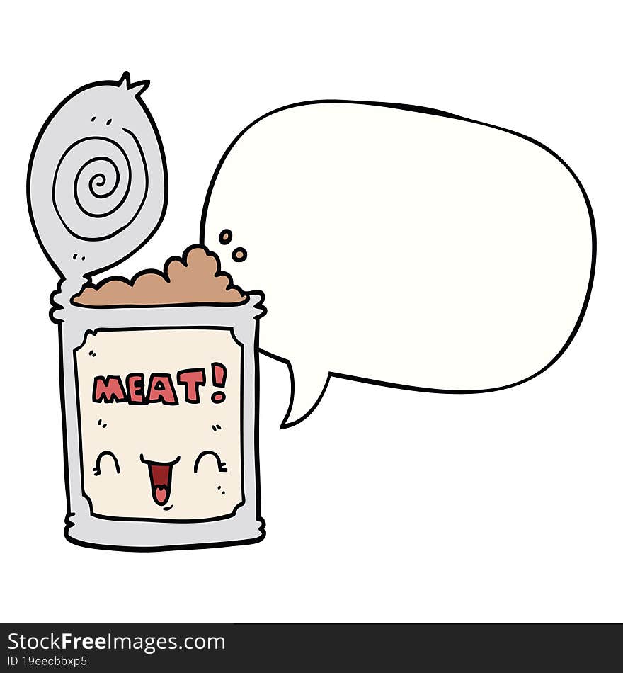 cartoon canned meat and speech bubble