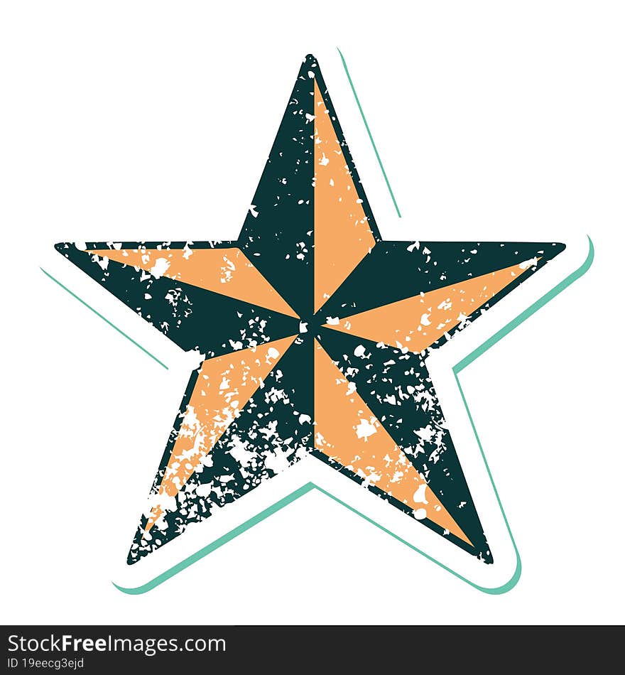 distressed sticker tattoo style icon of a star