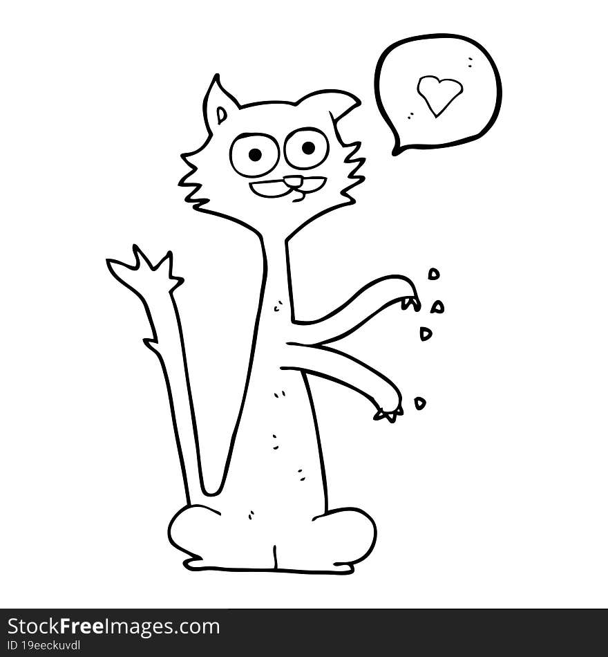 Speech Bubble Cartoon Cat Scratching