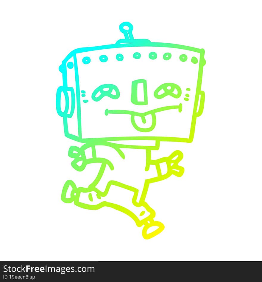 cold gradient line drawing cartoon robot