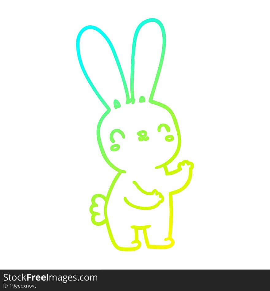 cold gradient line drawing of a cute cartoon rabbit