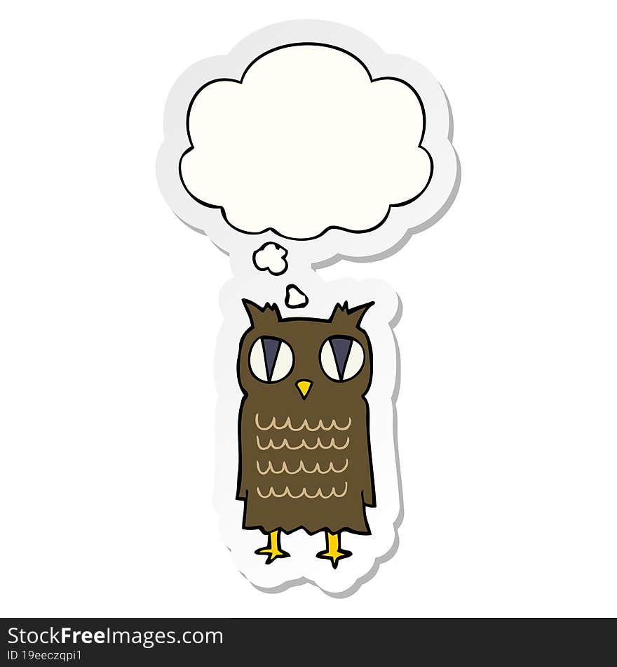 cartoon owl and thought bubble as a printed sticker