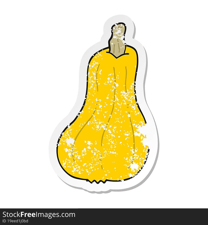 Distressed Sticker Of A Cartoon Squash