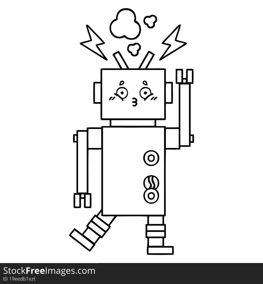 line drawing cartoon of a robot. line drawing cartoon of a robot