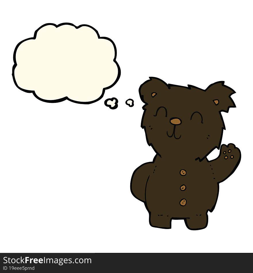 cartoon black bear with thought bubble