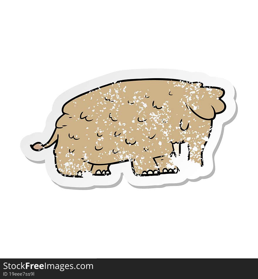 Distressed Sticker Of A Cartoon Mammoth