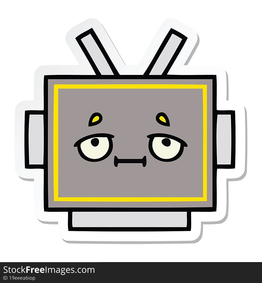 Sticker Of A Cute Cartoon Robot Head