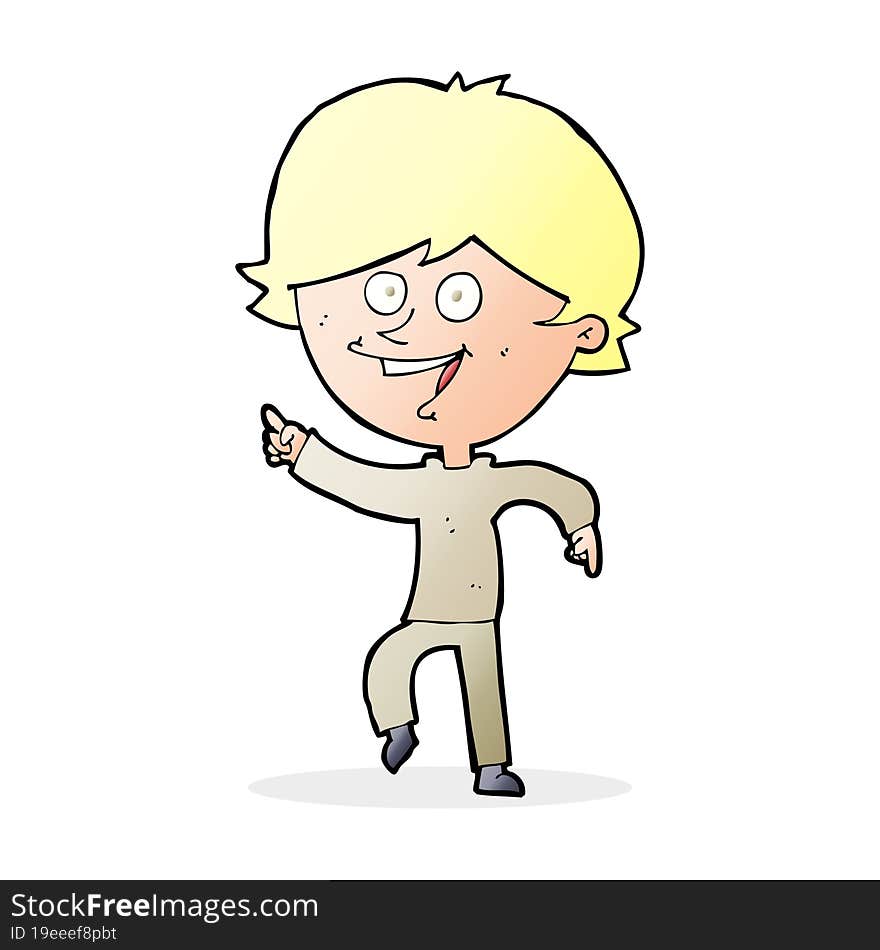 cartoon happy pointing man