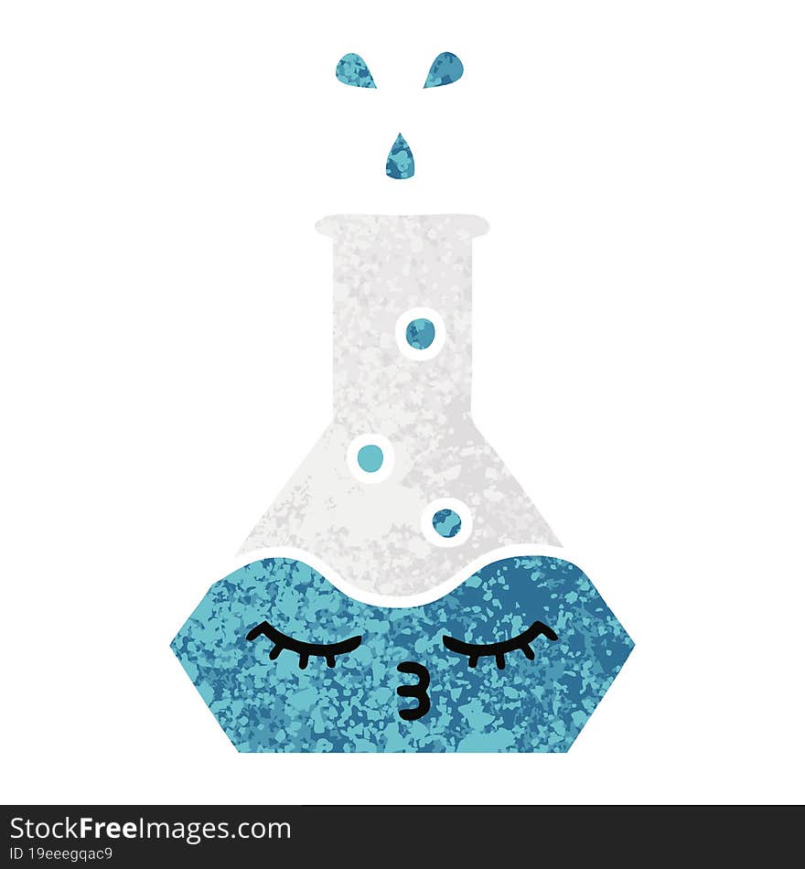 retro illustration style cartoon science beaker