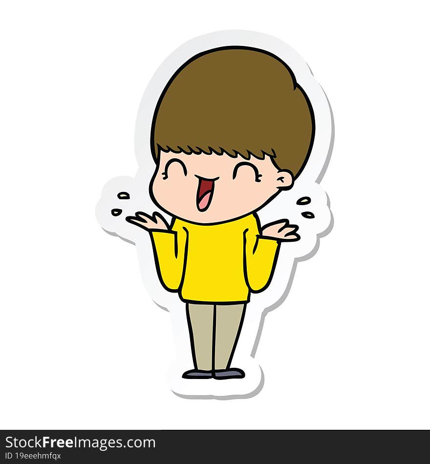 Sticker Of A Happy Cartoon Boy