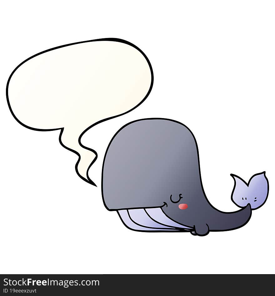 Cartoon Whale And Speech Bubble In Smooth Gradient Style