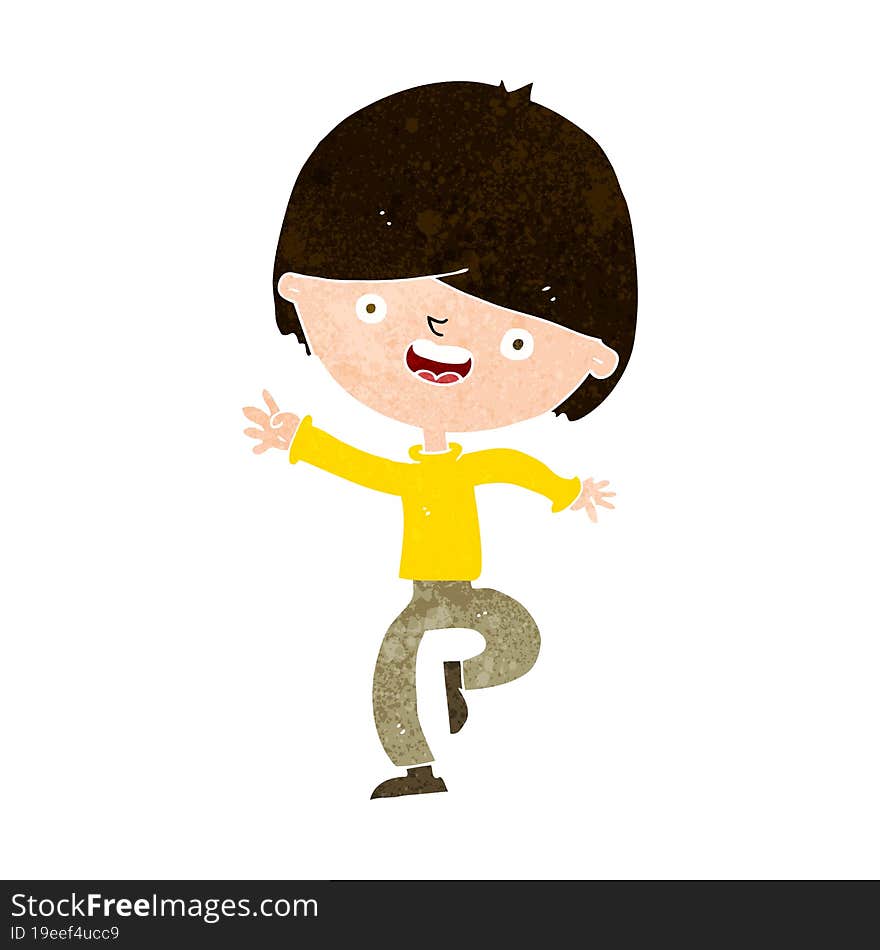 cartoon happy boy dancing