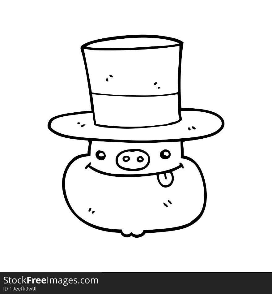 cartoon pig wearing top hat