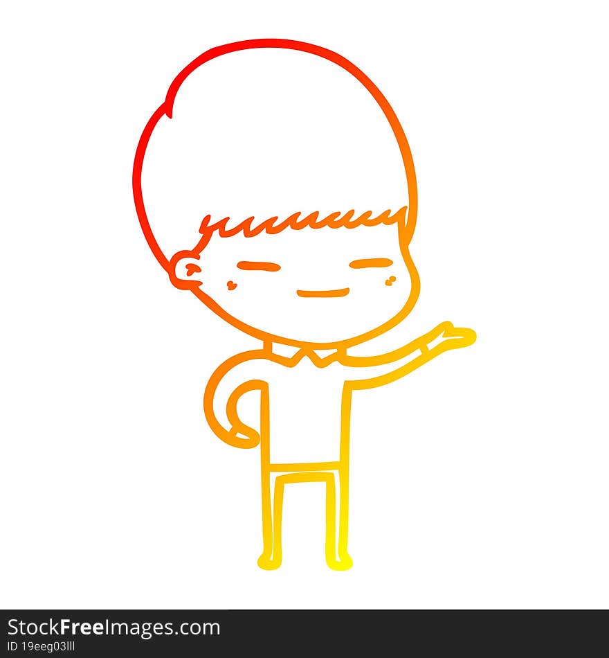 Warm Gradient Line Drawing Cartoon Smug Boy