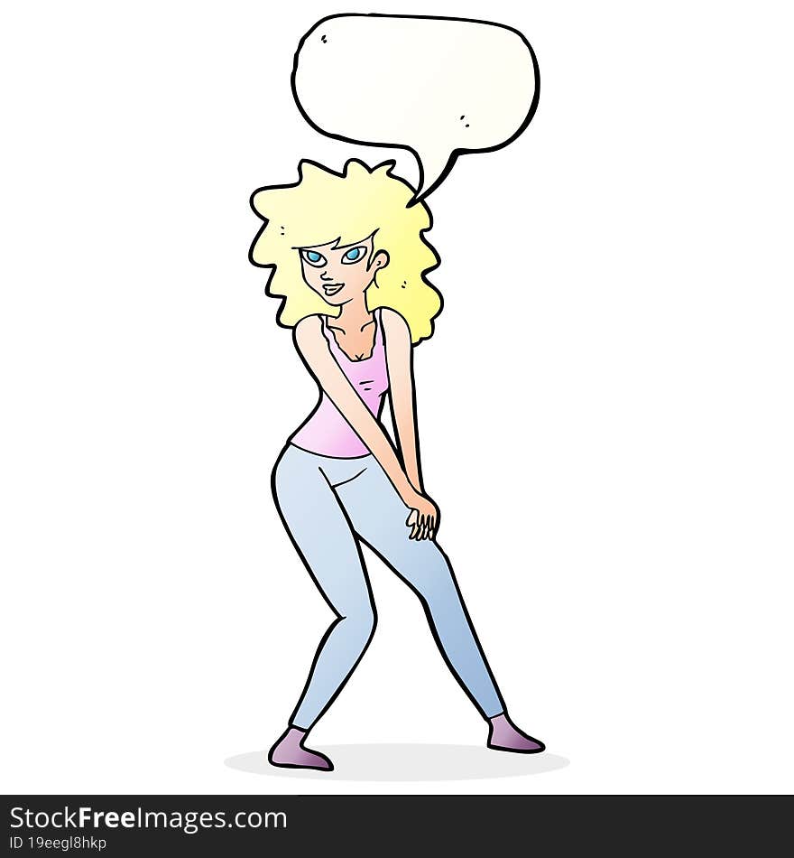 cartoon woman posing with speech bubble