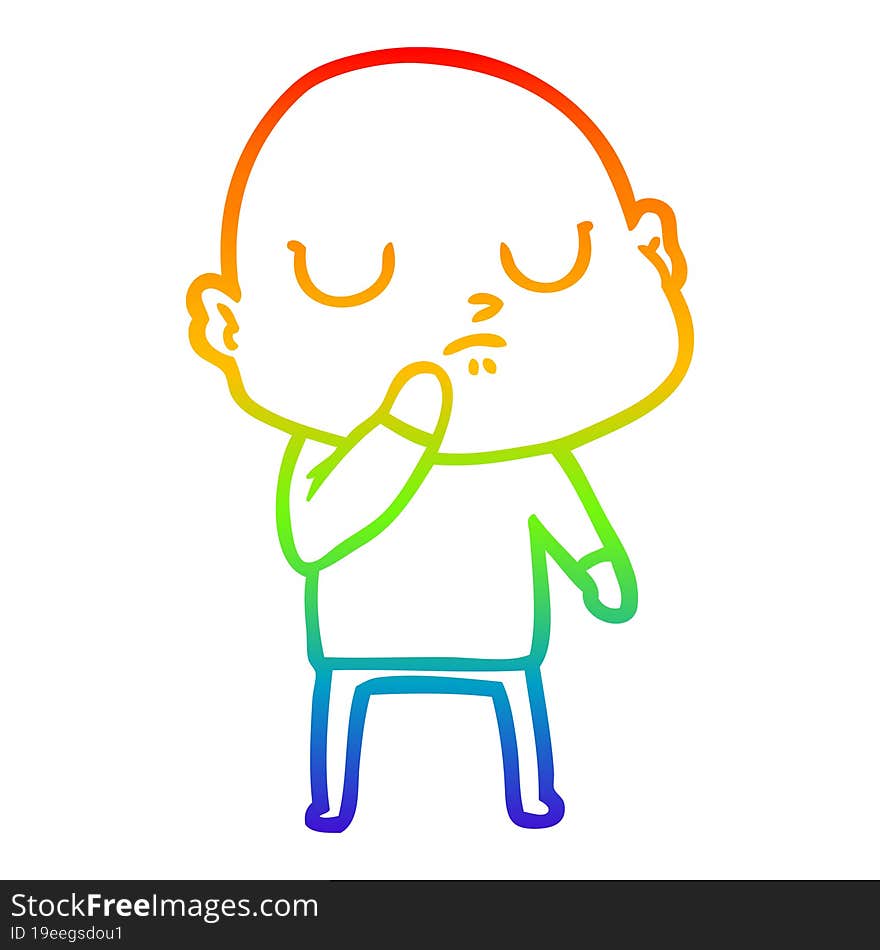 rainbow gradient line drawing of a cartoon bald man