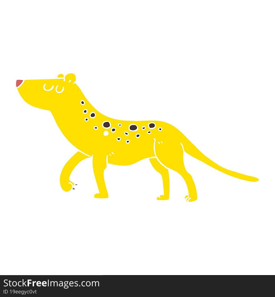 flat color illustration of a cartoon leopard