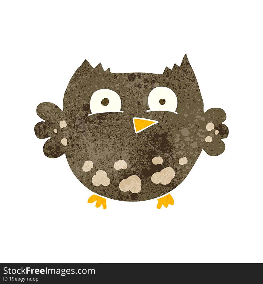 Retro Cartoon Little Owl