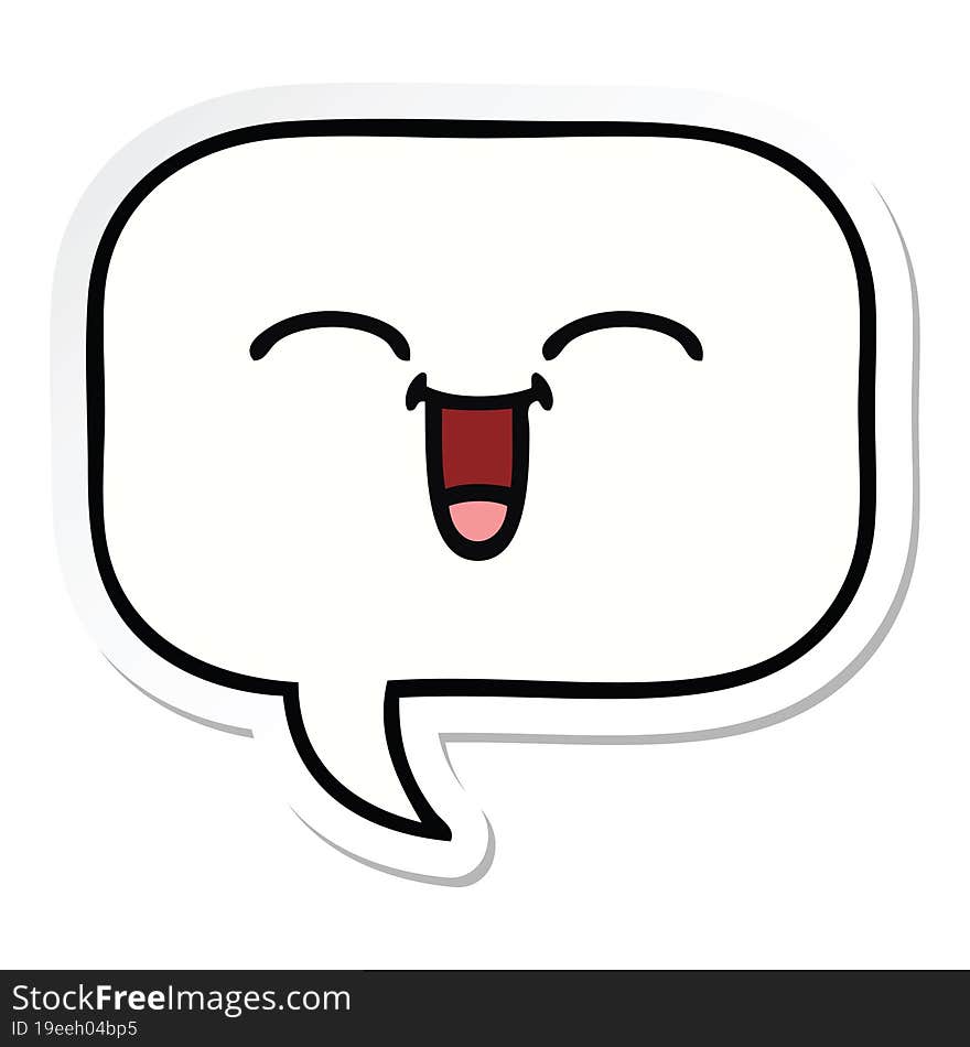 Sticker Of A Cute Cartoon Speech Bubble