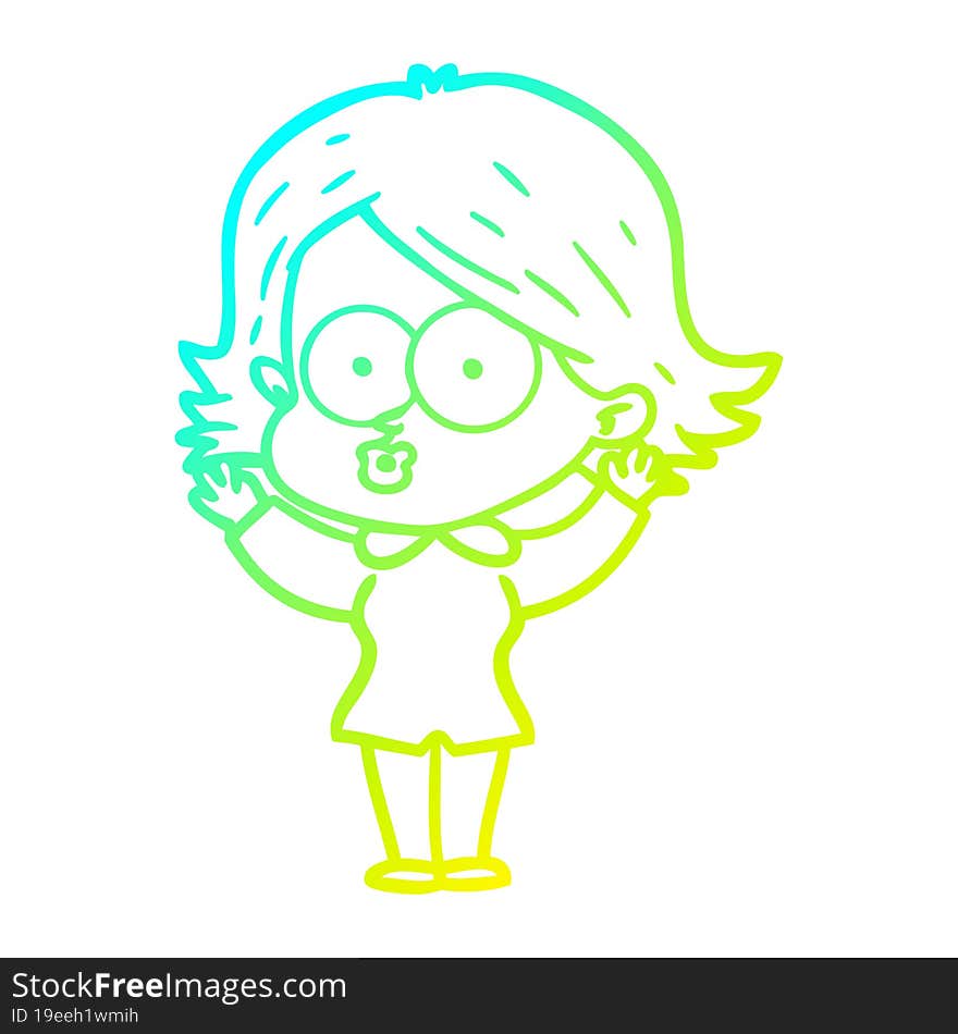 cold gradient line drawing cartoon girl pouting