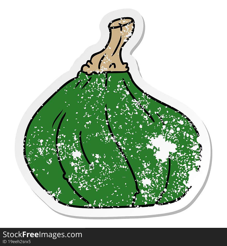 distressed sticker cartoon doodle of a squash