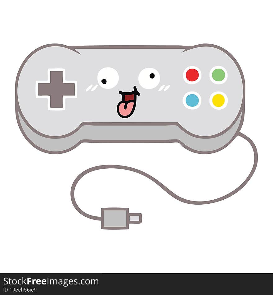 flat color retro cartoon game controller