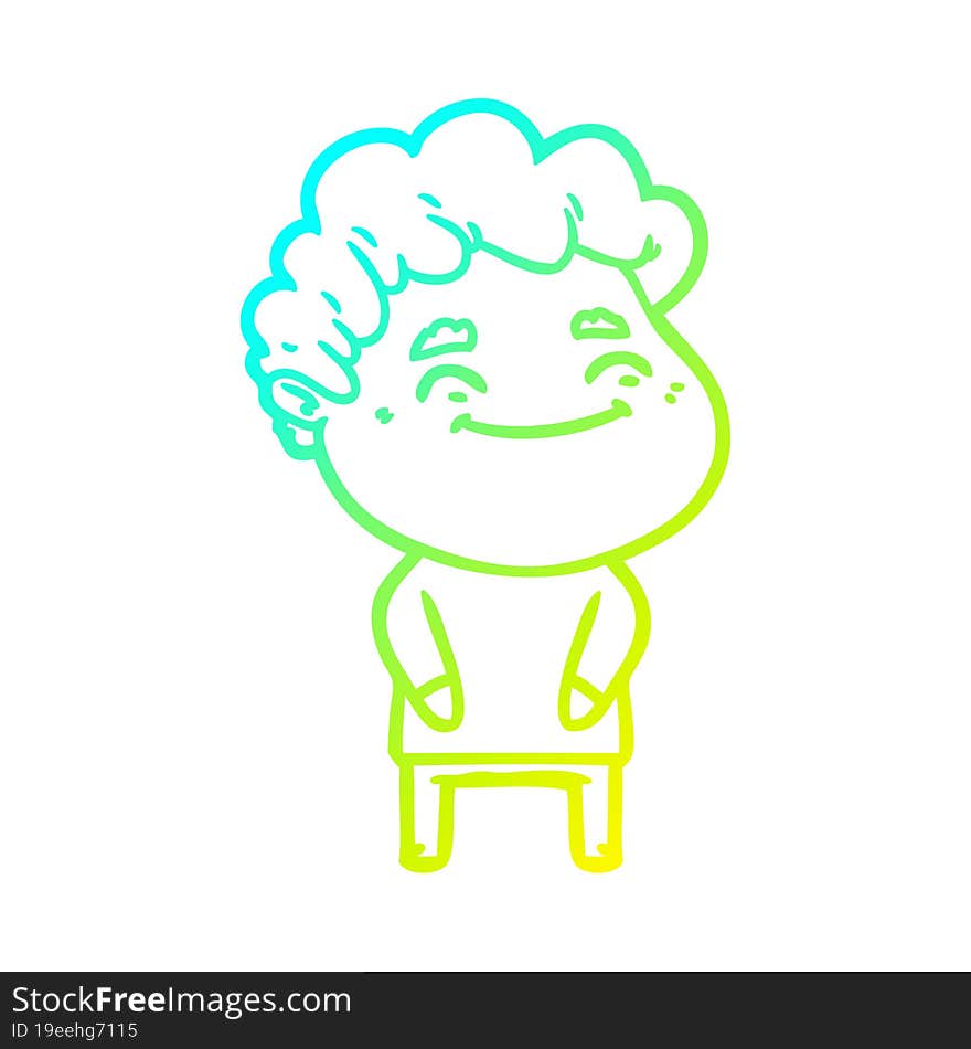 cold gradient line drawing cartoon friendly man