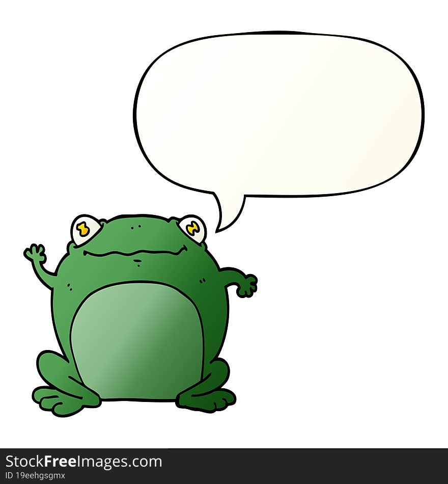 cartoon frog with speech bubble in smooth gradient style