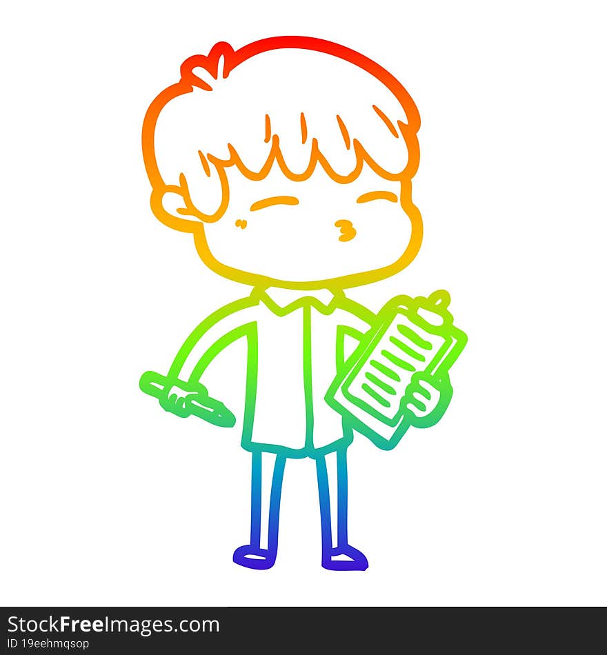 rainbow gradient line drawing cartoon curious boy