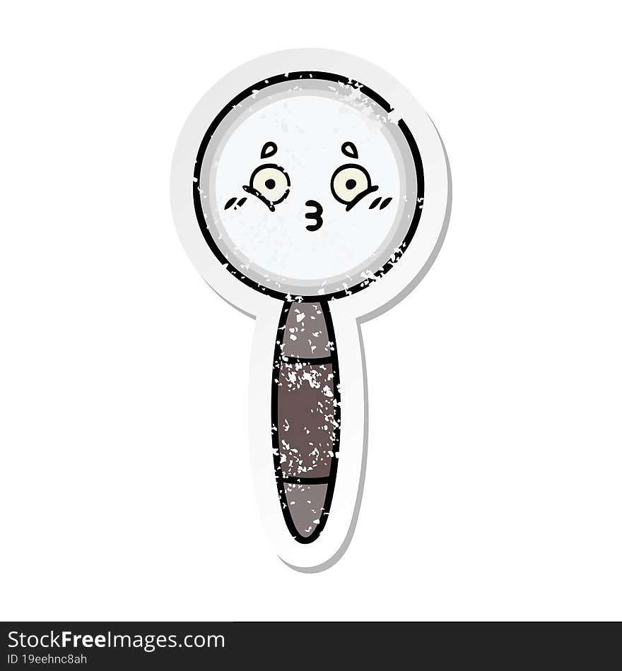 Distressed Sticker Of A Cute Cartoon Magnifying Glass