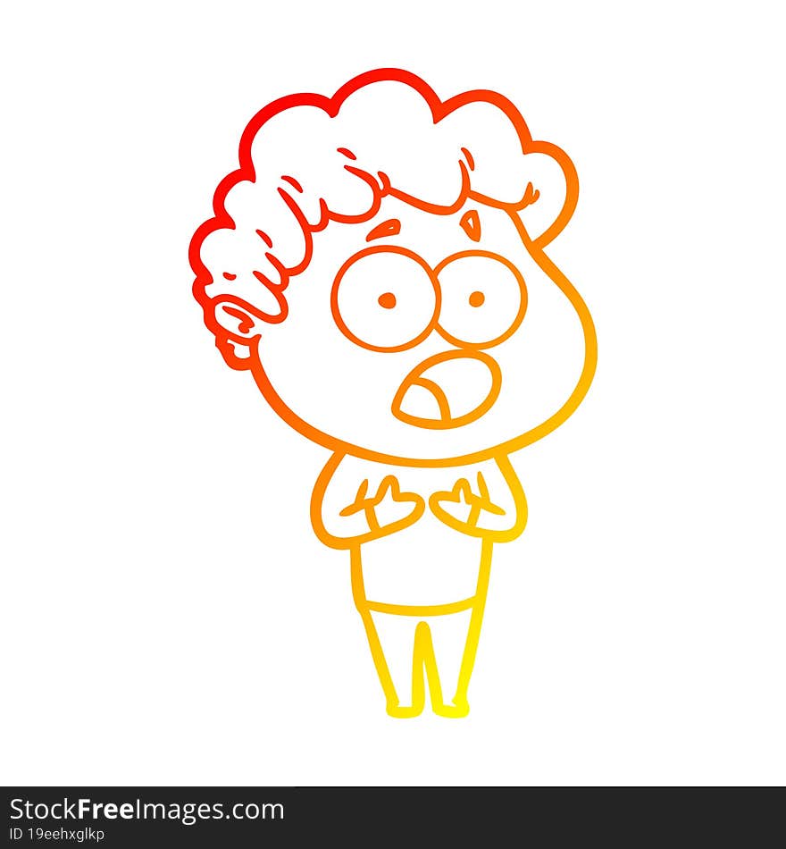 warm gradient line drawing cartoon man gasping in surprise