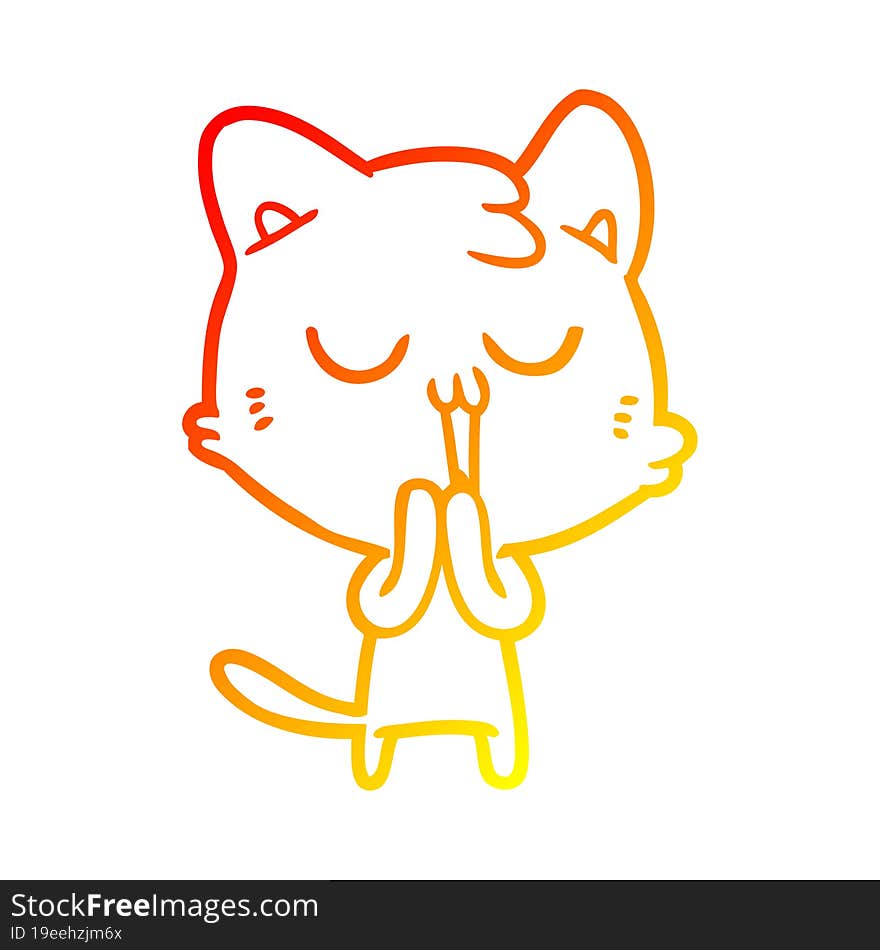 warm gradient line drawing cartoon cat singing