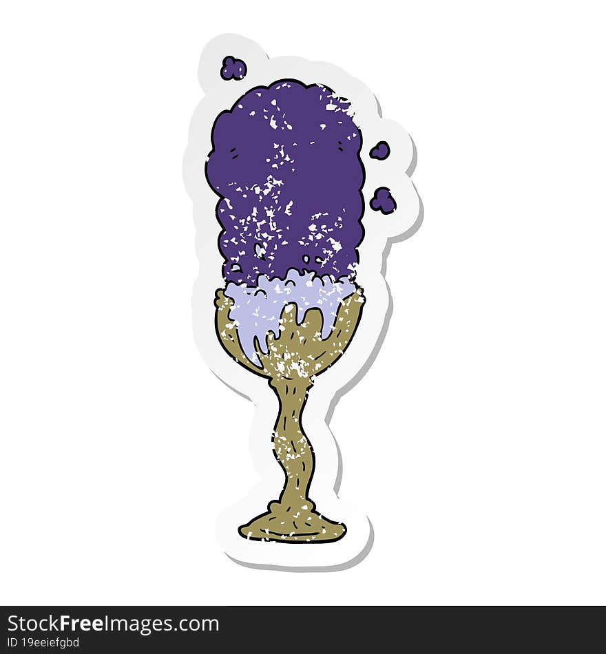 distressed sticker of a cartoon potion goblet