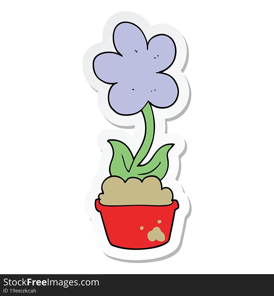 Sticker Of A Cute Cartoon Flower