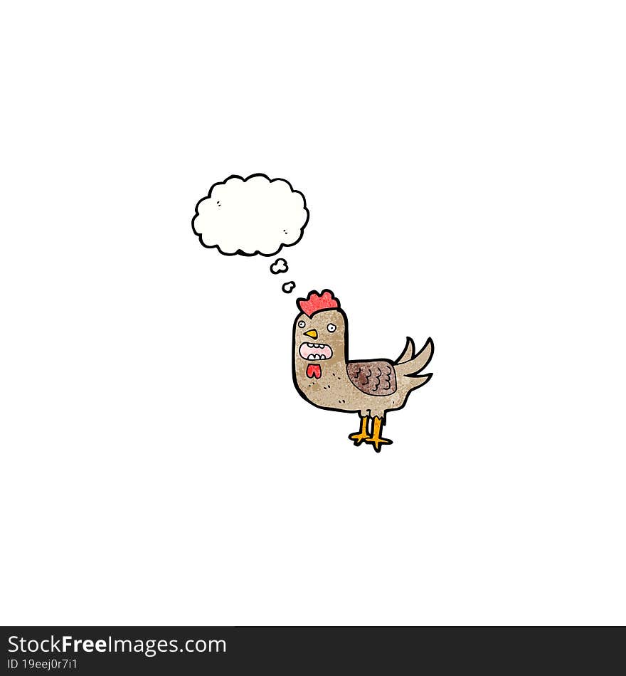 cartoon chicken with thought bubble