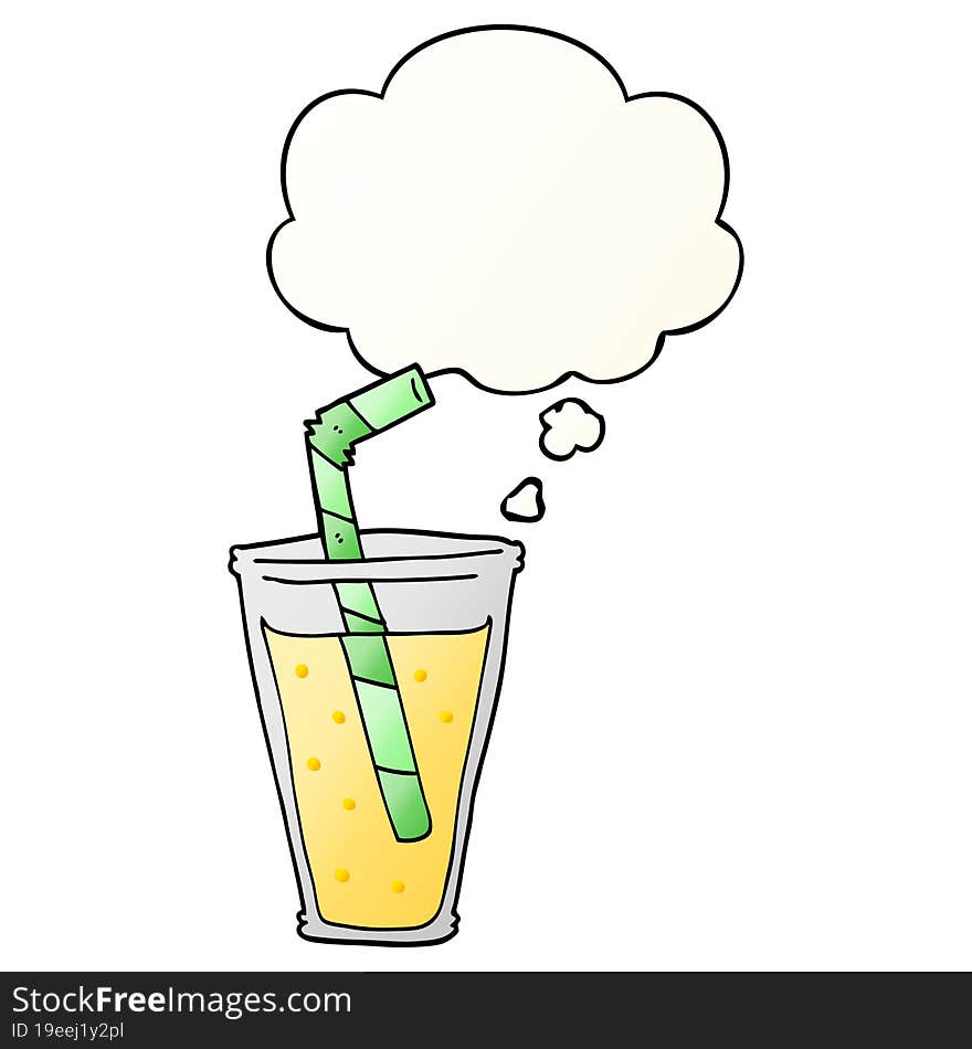 cartoon fizzy drink and thought bubble in smooth gradient style