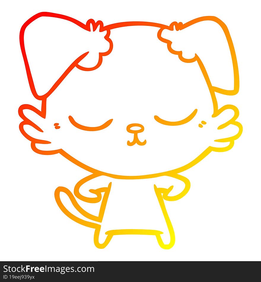 Warm Gradient Line Drawing Cute Cartoon Dog