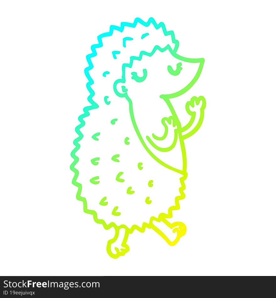 cold gradient line drawing cartoon hedgehog